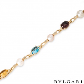 Bvlgari Yellow Gold Multi-Gem, Pearl & Diamond Allegra Bracelet